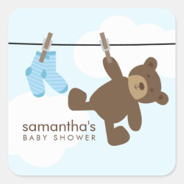 Pegatina Cuadrada Línea de ropa para bebé {azul}