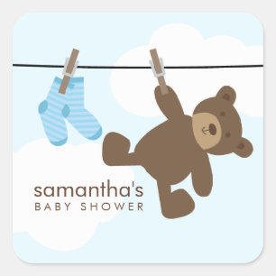 Pegatina Cuadrada Línea de ropa para bebé {azul}