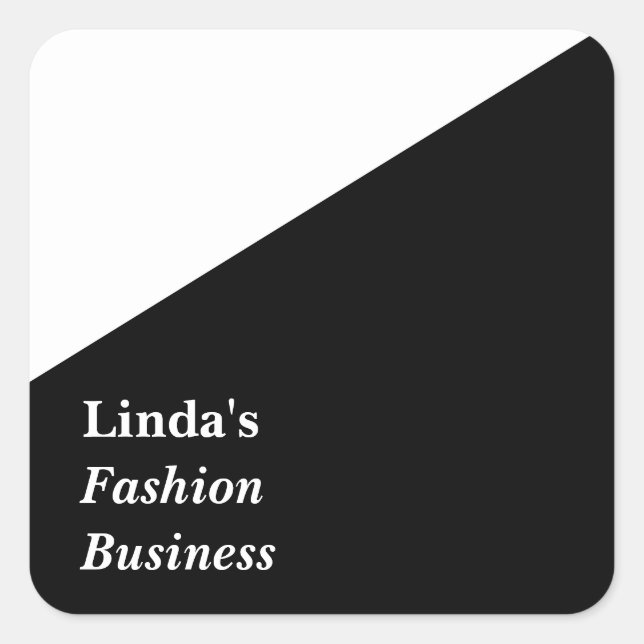 Pegatina Cuadrada Línea diagonal en blanco y negro (Anverso)