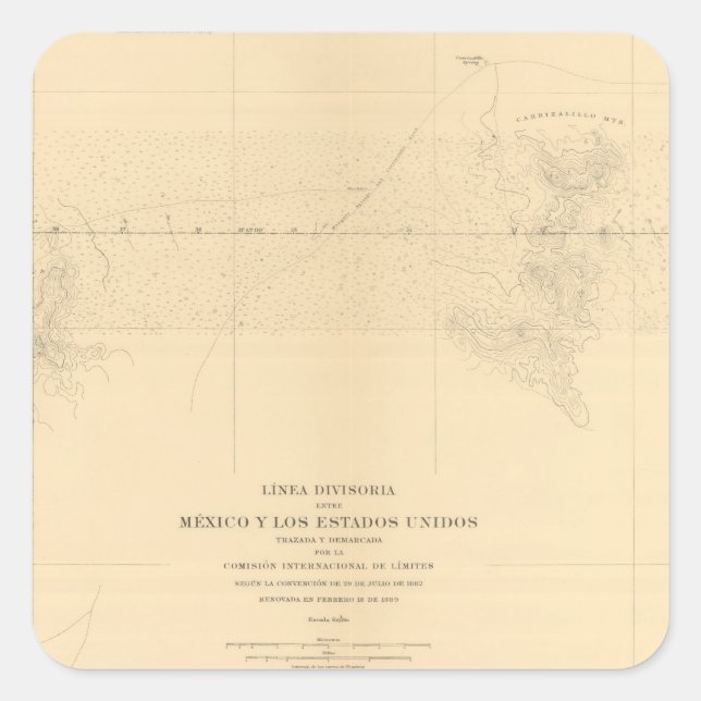 Pegatina Cuadrada Línea Divisoria entre México 3 (Anverso)
