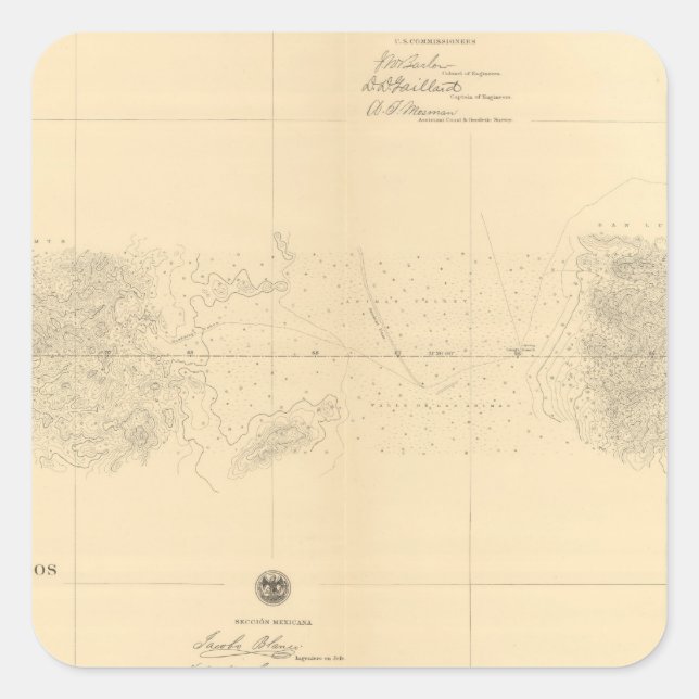 Pegatina Cuadrada Línea Divisoria entre México 5 (Anverso)