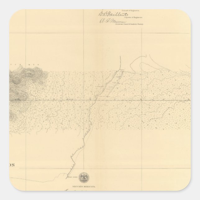 Pegatina Cuadrada Línea Divisoria entre México 7 (Anverso)