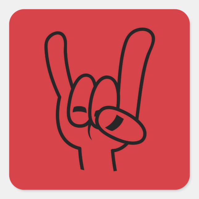 Pegatina Cuadrada Línea negra de los cuernos del demonio Metalizado  (Anverso)