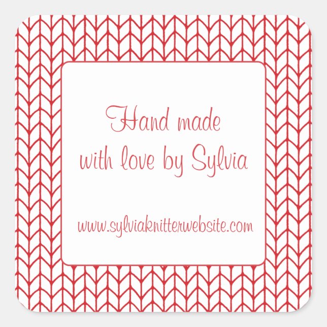 Pegatina Cuadrada LÍNEA ROJA KNIT 1.5" Pegatinas cuadrados "hechos a (Anverso)