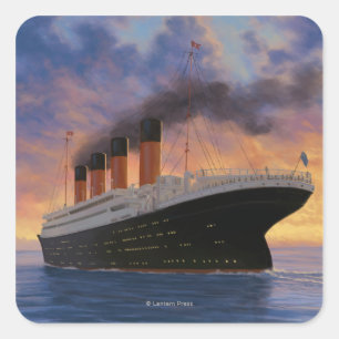 Pegatina Cuadrada Línea Titanic SceneWhite Star