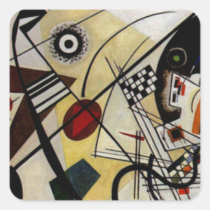 Pegatina Cuadrada Línea transversal ininterrumpida de Kandinsky
