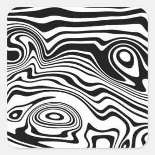 Pegatina Cuadrada Líneas blancas y negras abstractas - Personalizab