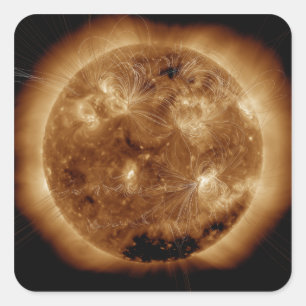 Pegatina Cuadrada Líneas de campo magnético en el Sol 2