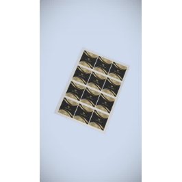 Pegatina Cuadrada Líneas dinámicas de Damasco negro de oro para la c