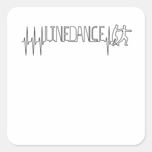 Pegatina Cuadrada Linedance Line Dance Heartbeat