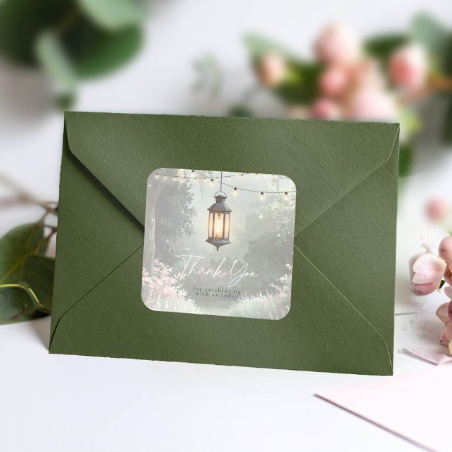 Pegatina Cuadrada Linterna de jardín encantada gracias ID1163 rosa (Subido por el creador)