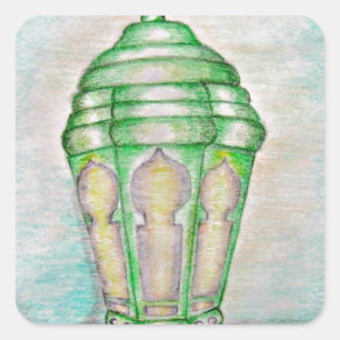 Pegatina Cuadrada Linterna de Ramadán