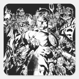 Pegatina Cuadrada Linterna verde rodeada