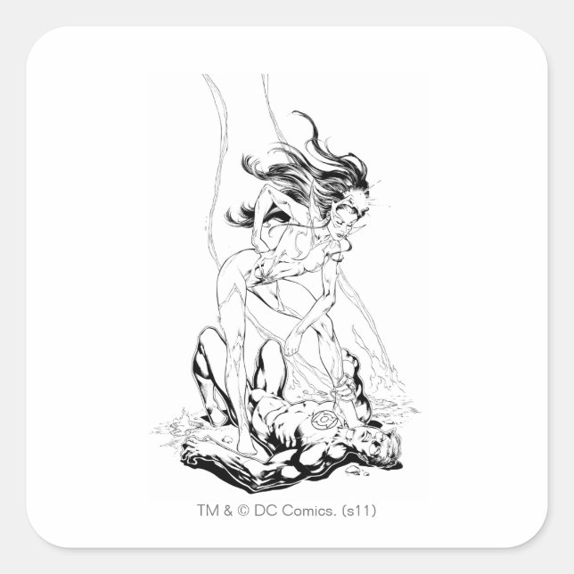 Pegatina Cuadrada Linterna verde y zafiro estrella (Anverso)