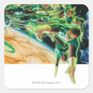 Pegatina Cuadrada Linternas de Gren que vuelan en espacio