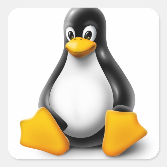 Pegatina Cuadrada Linux Tux el Pingüino (Anverso)