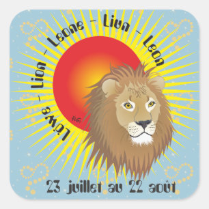 Pegatina Cuadrada Lion 23 juillet au 22 août Autocollants