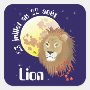 Pegatina Cuadrada Lion 23 juillet au 22 août Autocollants