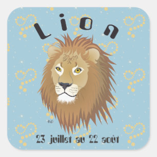 Pegatina Cuadrada Lion 23 juillet au 22 août Autocollants