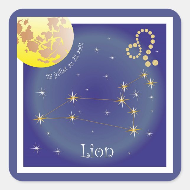 Pegatina Cuadrada Lion 23 juillet au 22 août pegatinas (Anverso)