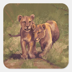 Pegatina Cuadrada Lion Cubs