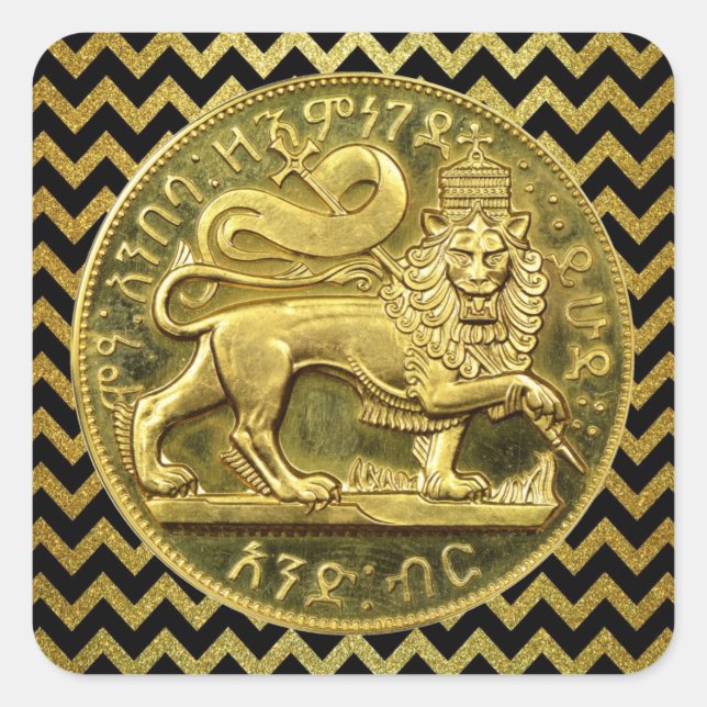 Pegatina Cuadrada Lion of Judah Jah Rastafari Rasta Roots Sticker (Anverso)