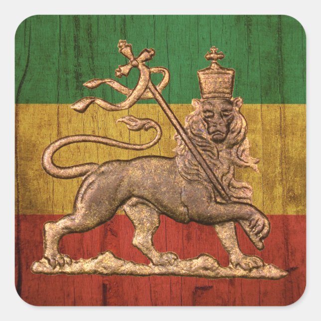 Pegatina Cuadrada Lion of Judah - Rastafara - Reggae Rasta Roots (Anverso)
