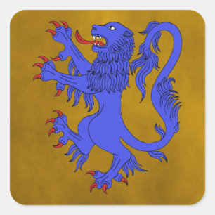 Pegatina Cuadrada Lion Rampant Azure