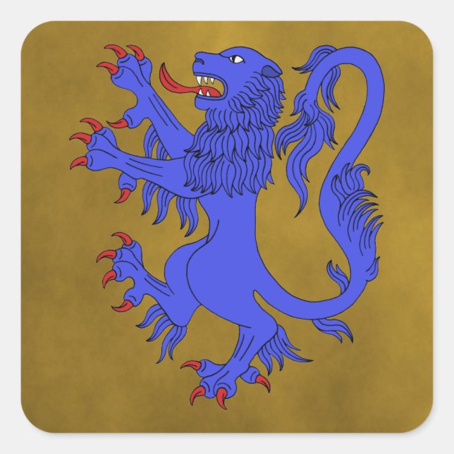 Pegatina Cuadrada Lion Rampant Azure (Anverso)