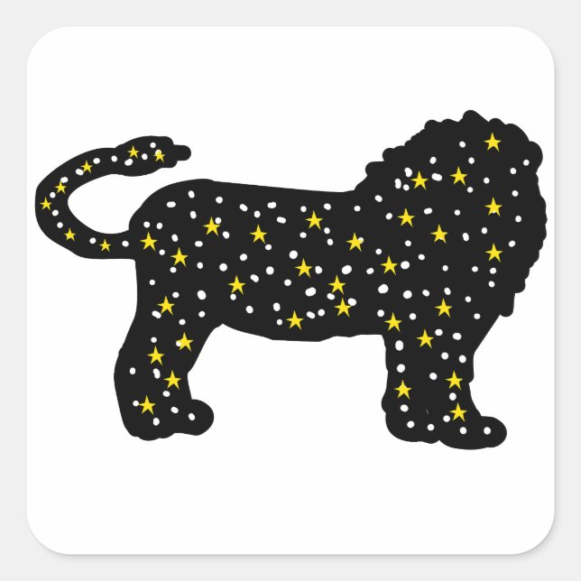 Pegatina Cuadrada Lion Space Stars Zodiac (Anverso)