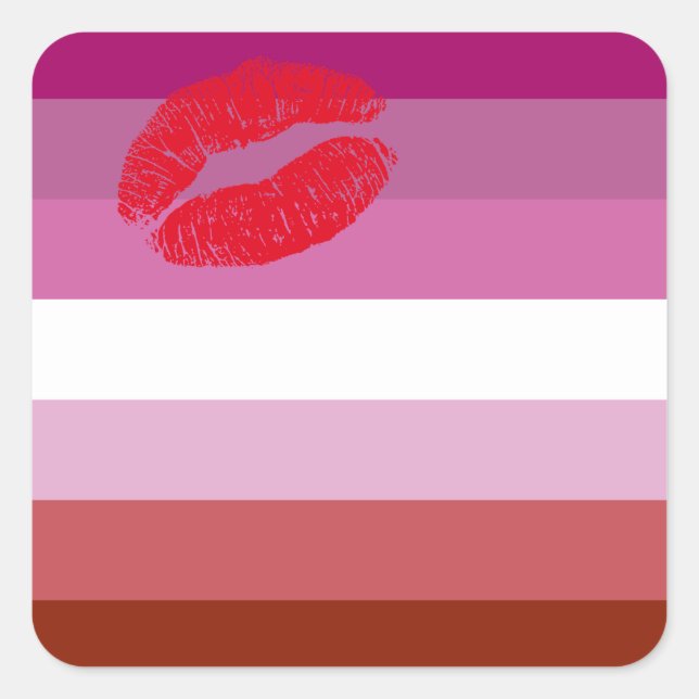 Pegatina Cuadrada Lipstick Lesbian Pride Flag  (Anverso)