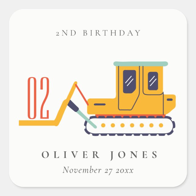 Pegatina Cuadrada Liquidación de horquilla de construcción de corte  (Anverso)