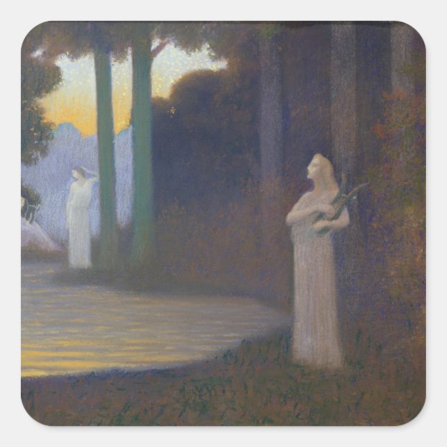 Pegatina Cuadrada Liricismo en el bosque, 1910 (Anverso)