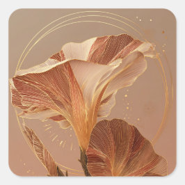 Pegatina Cuadrada Lirio de Calla Naranja Quemado Botánico