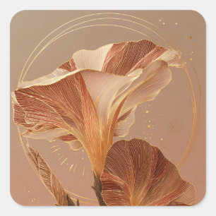 Pegatina Cuadrada Lirio de Calla Naranja Quemado Botánico