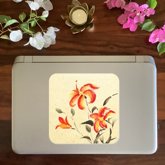 Pegatina Cuadrada Lirio tigre - rojo (Subido por el creador)