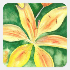 Pegatina Cuadrada Lirios amarillos en el jardín