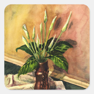 Pegatina Cuadrada Lirios de calla