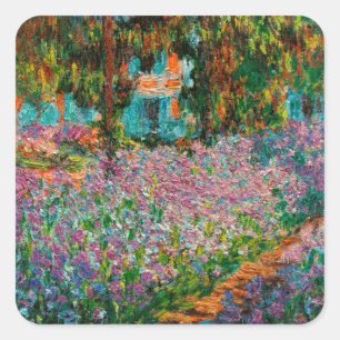 Pegatina Cuadrada Lirios jardín de Monet Giverny flores