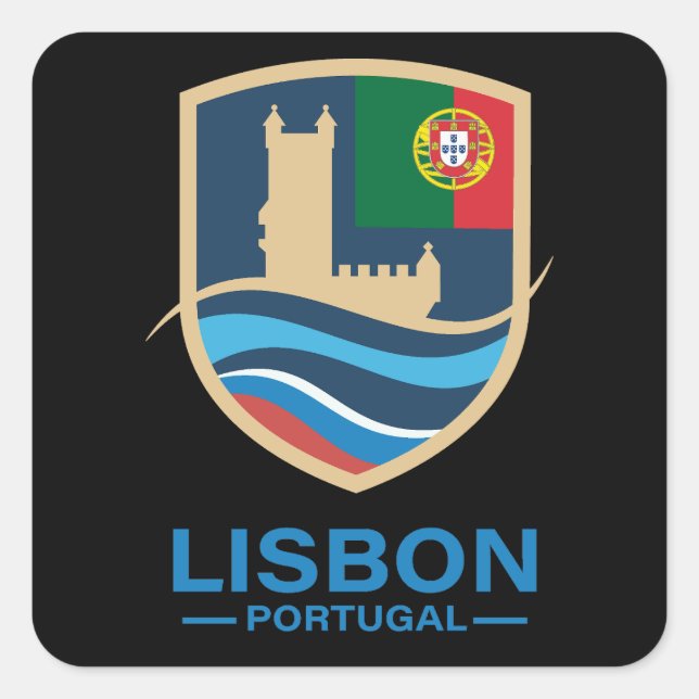 Pegatina Cuadrada Lisboa Portugal Europa (Anverso)