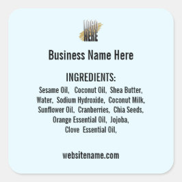 Pegatina Cuadrada Lista de ingredientes con el sitio web de logotipo