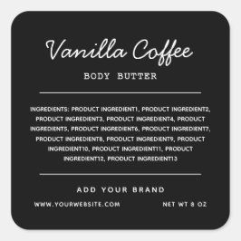 Pegatina Cuadrada Lista de ingredientes de líneas de guiones de colo