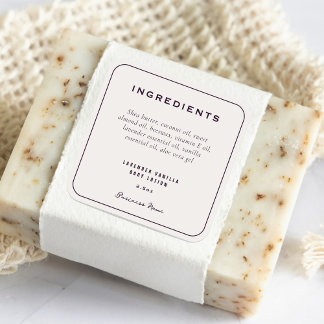 Pegatina Cuadrada Lista de ingredientes de productos de estilo moder