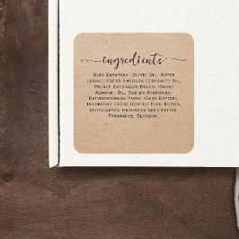 Pegatina Cuadrada Lista de Ingredientes de Productos Kraft Hechos a 