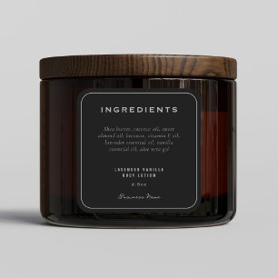 Pegatina Cuadrada Lista de ingredientes de productos modernos y eleg