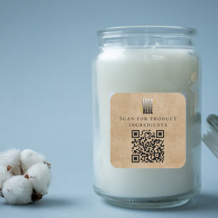 Pegatina Cuadrada Lista de ingredientes del código QR del logotipo d
