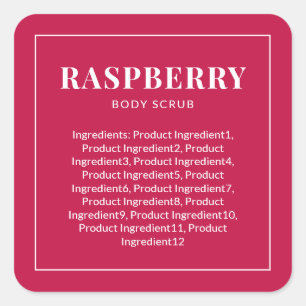 Pegatina Cuadrada Lista moderna de ingredientes de color Personaliza