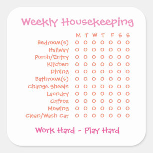 Pegatina Cuadrada Lista semanal de las tareas