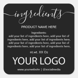 Pegatina Cuadrada Lista simple de ingredientes Minimalistas en blanc