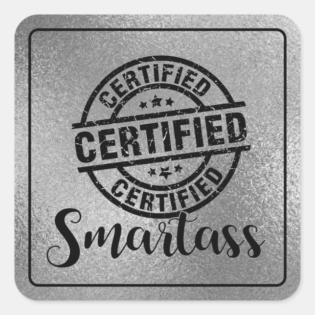 Pegatina Cuadrada Listillo Certificado (Anverso)